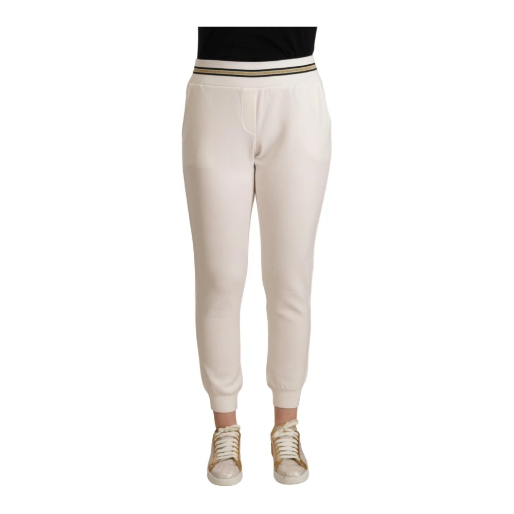 Patrizia Pepe White Elegant Joggers With Mid Waist - Female - Sweatpants - Xs - Trousers