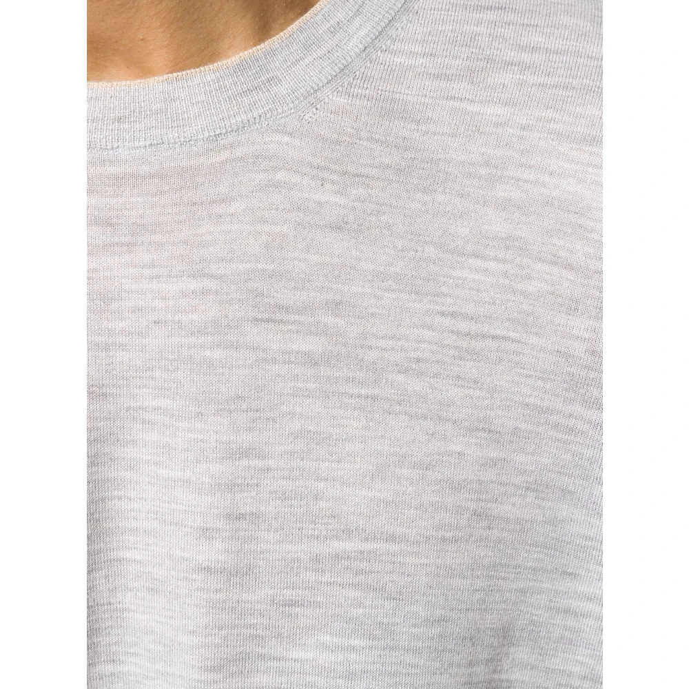 BRUNELLO CUCINELLI Grijze Wol Lange Mouw Sweater Gray Heren