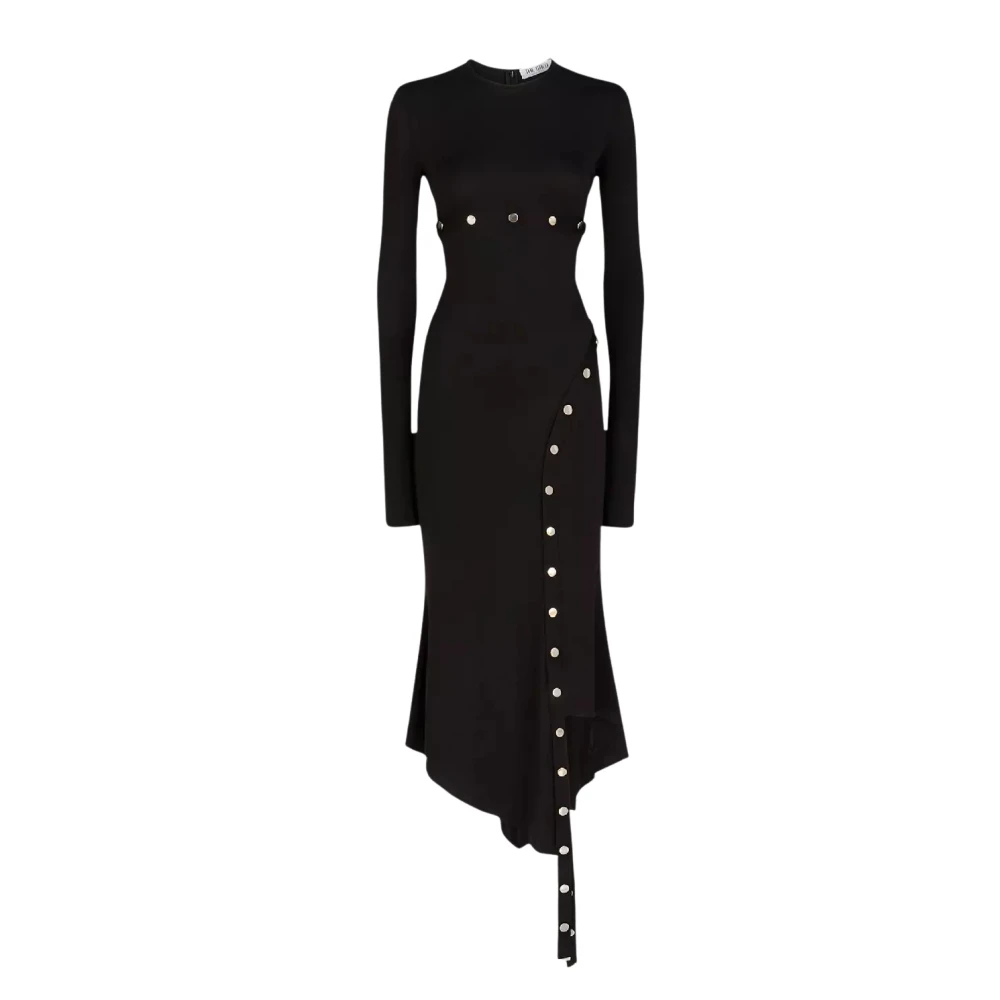 The Attico Women's Black Midi Dresses, M, Asymmetric Midi Dress