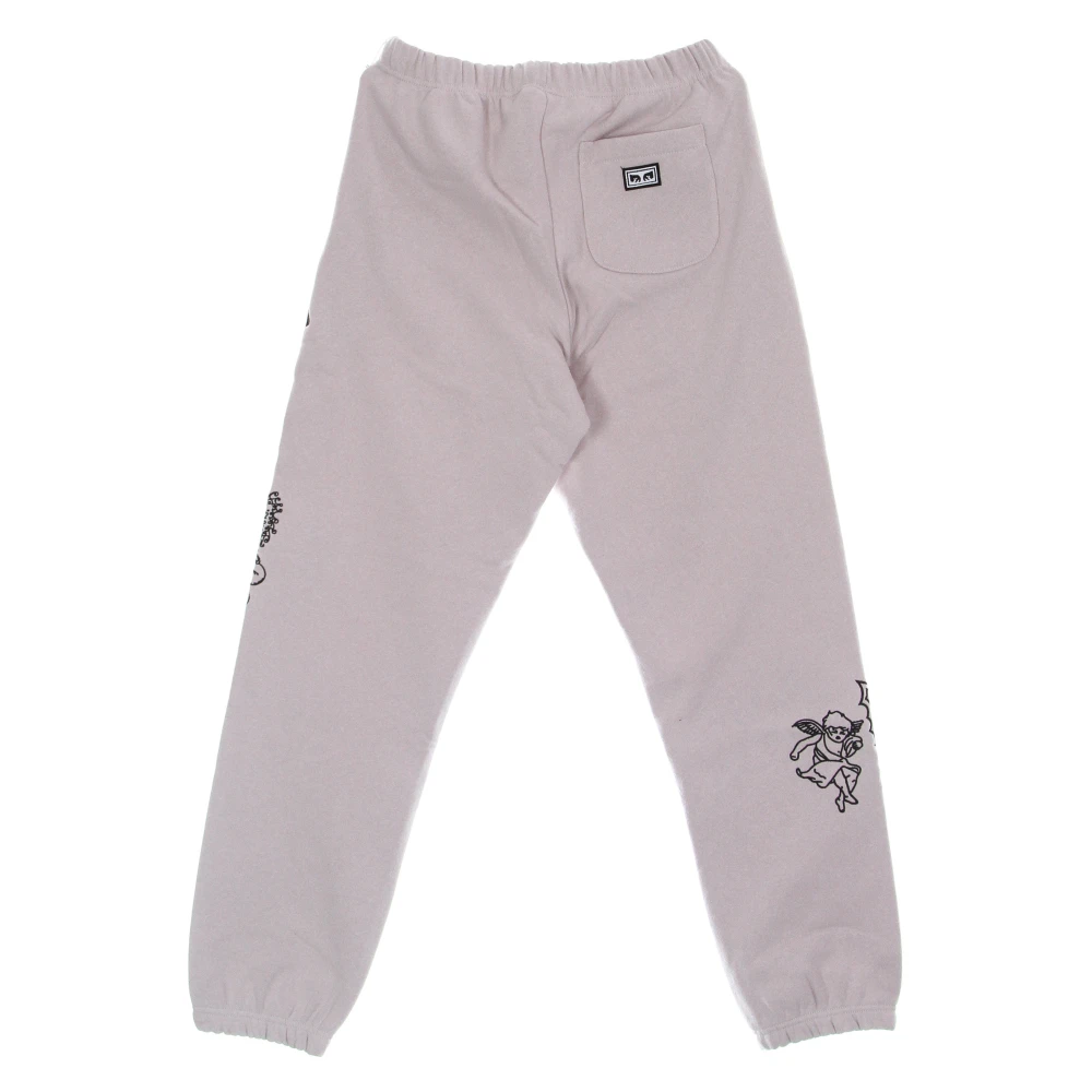 Obey Paarse Fleece Sweatpants met Borduursels Purple Heren