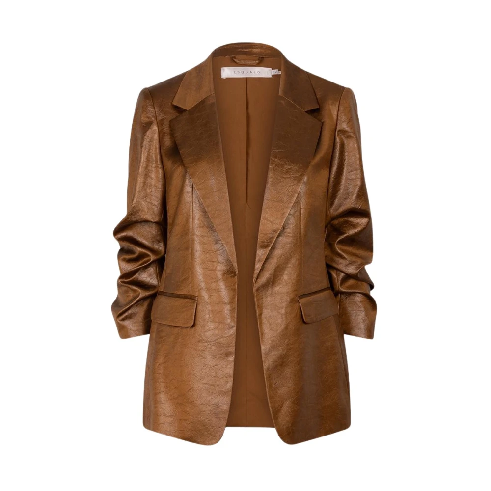 Esqualo Metallic Crinkle Blazer Brown Dames