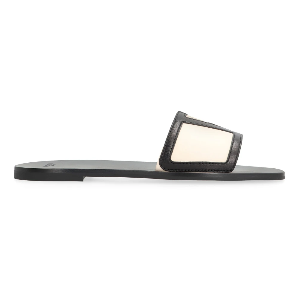 Valentino Women's Black Sliders, 3 Uk, Superstar Leather Slides Square Toeline