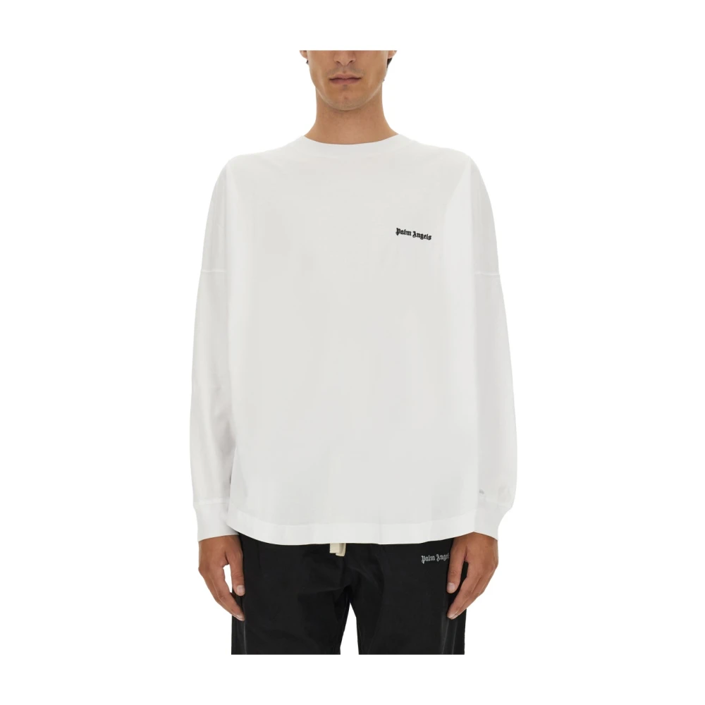 Palm Angels Logo Sweatshirt Stijlvol en Comfortabel White Heren