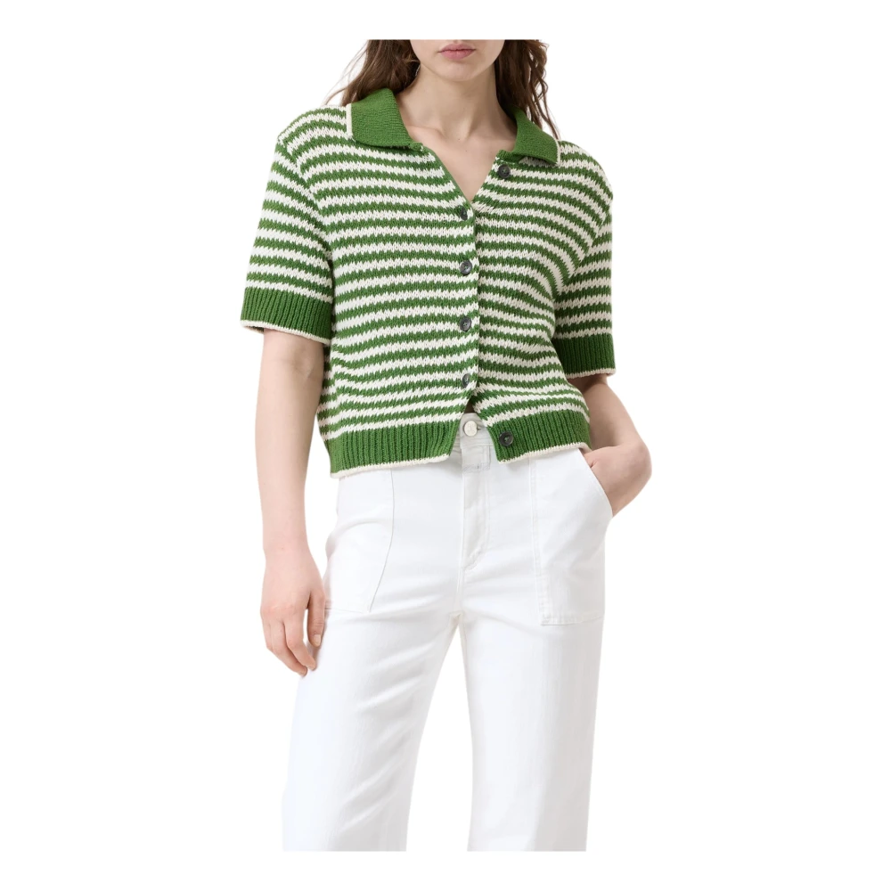 closed Gestreepte Katoenen Vest Green Dames