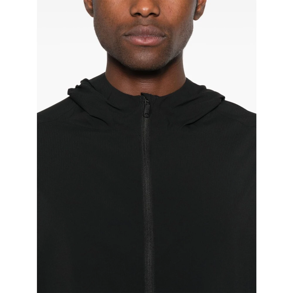 Y-3 Zwarte jas met ritssluiting en reflecterende details Black Heren