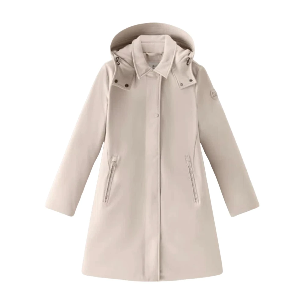 Woolrich Tech SoftShell Trenchcoat met Afneembare Capuchon Beige Heren