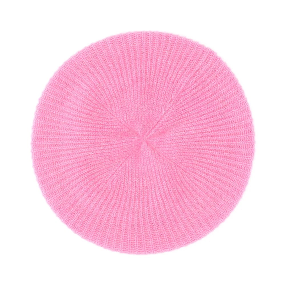 Ganni Logo Alpaca Merino Blend Cap Pink Dames