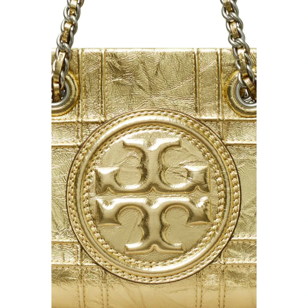 TORY BURCH Gewatteerde leren schoudertas met ketting Yellow Dames