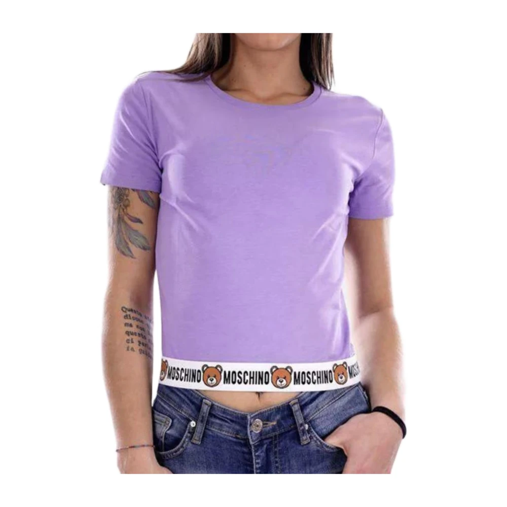 Moschino Women's Purple Teddy Logo Cotton T-Shirt - T-Shirts - S - Tops