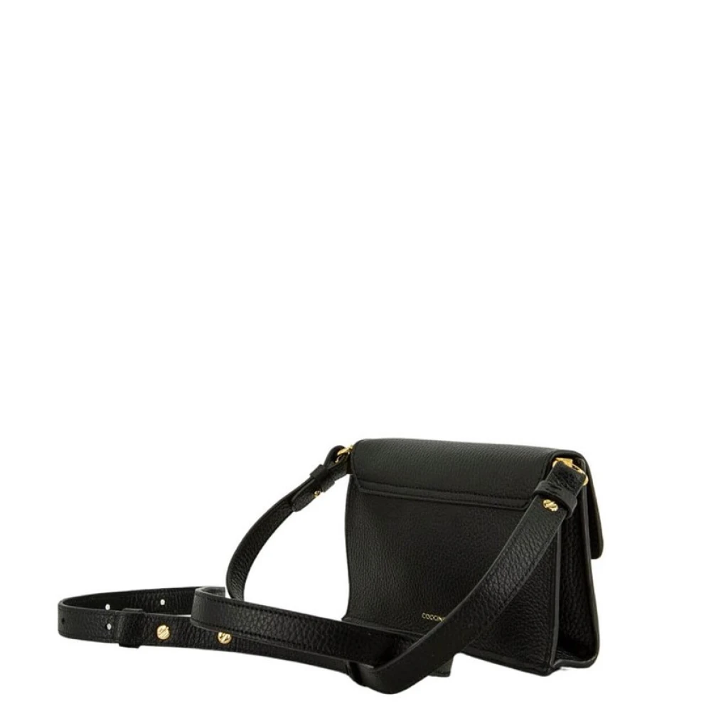 Coccinelle Zwarte schoudertas met metalen detail Black Dames