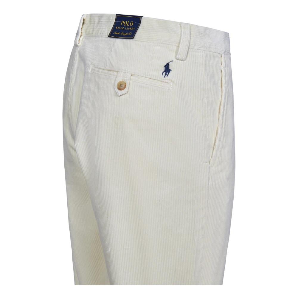 Polo Ralph Lauren Witte Corduroy Broek Elegante Rechte Pasvorm White Heren