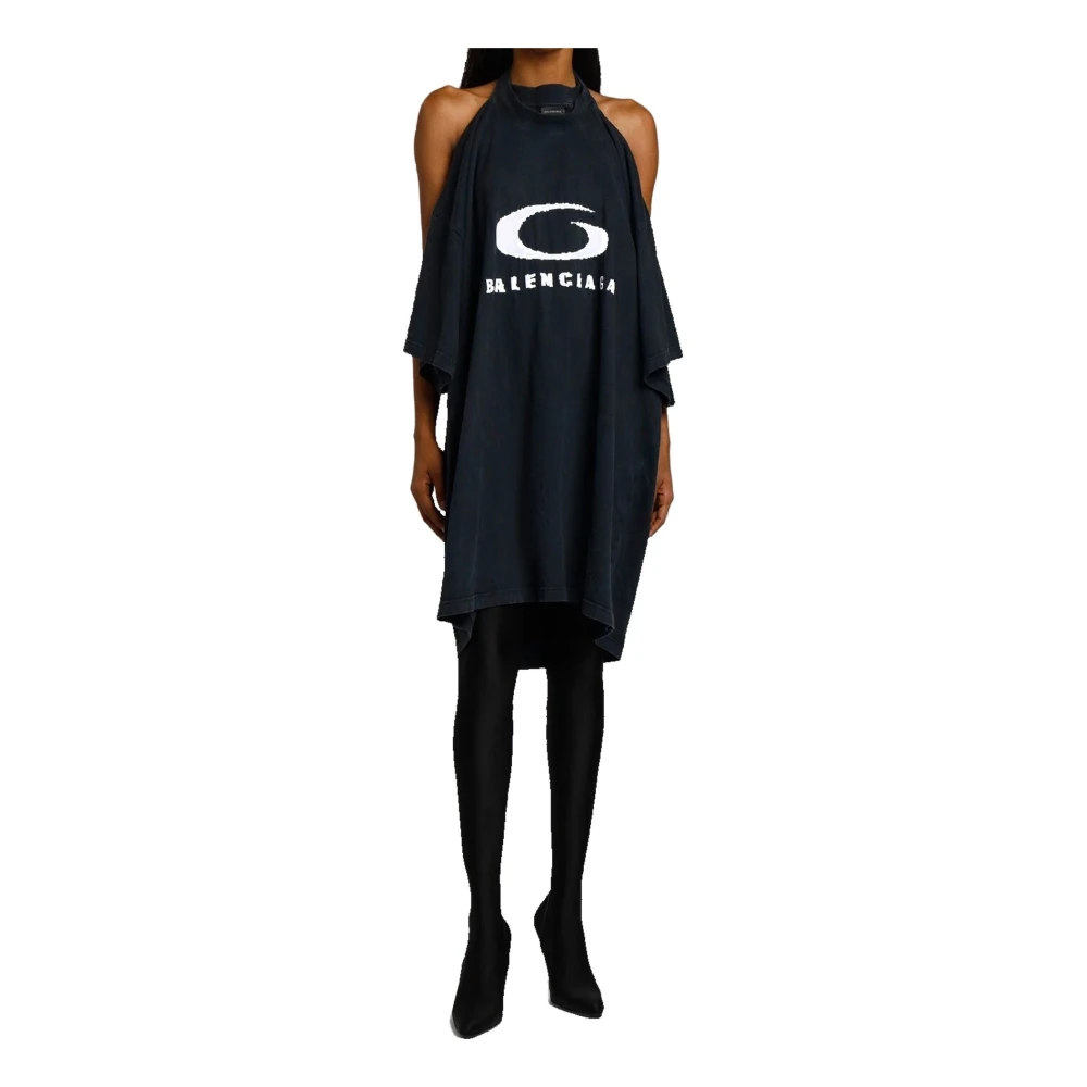 Balenciaga Zwarte Jurk met Icon Print Black Dames