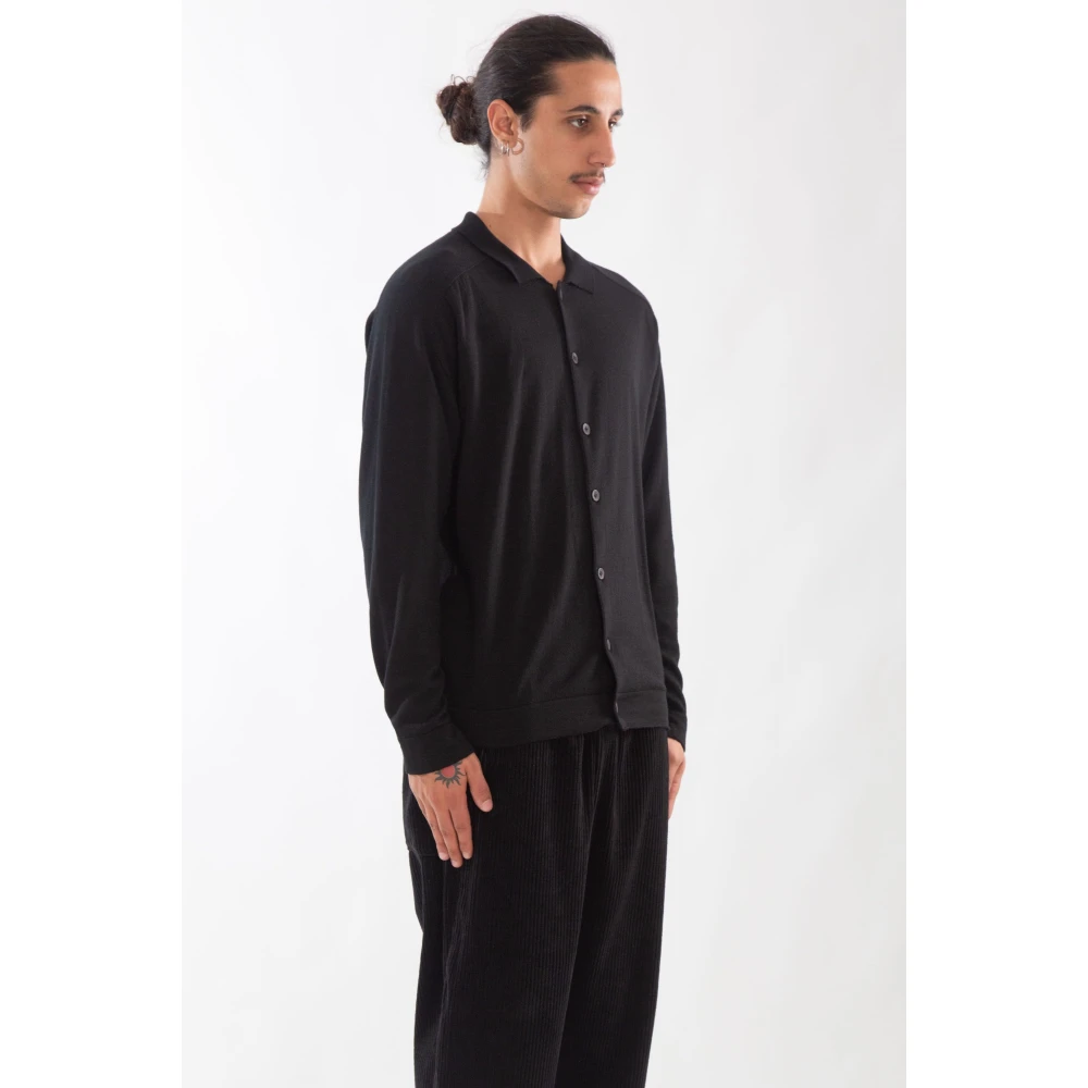 Transit Gebreide losse pasvorm shirt Black Heren