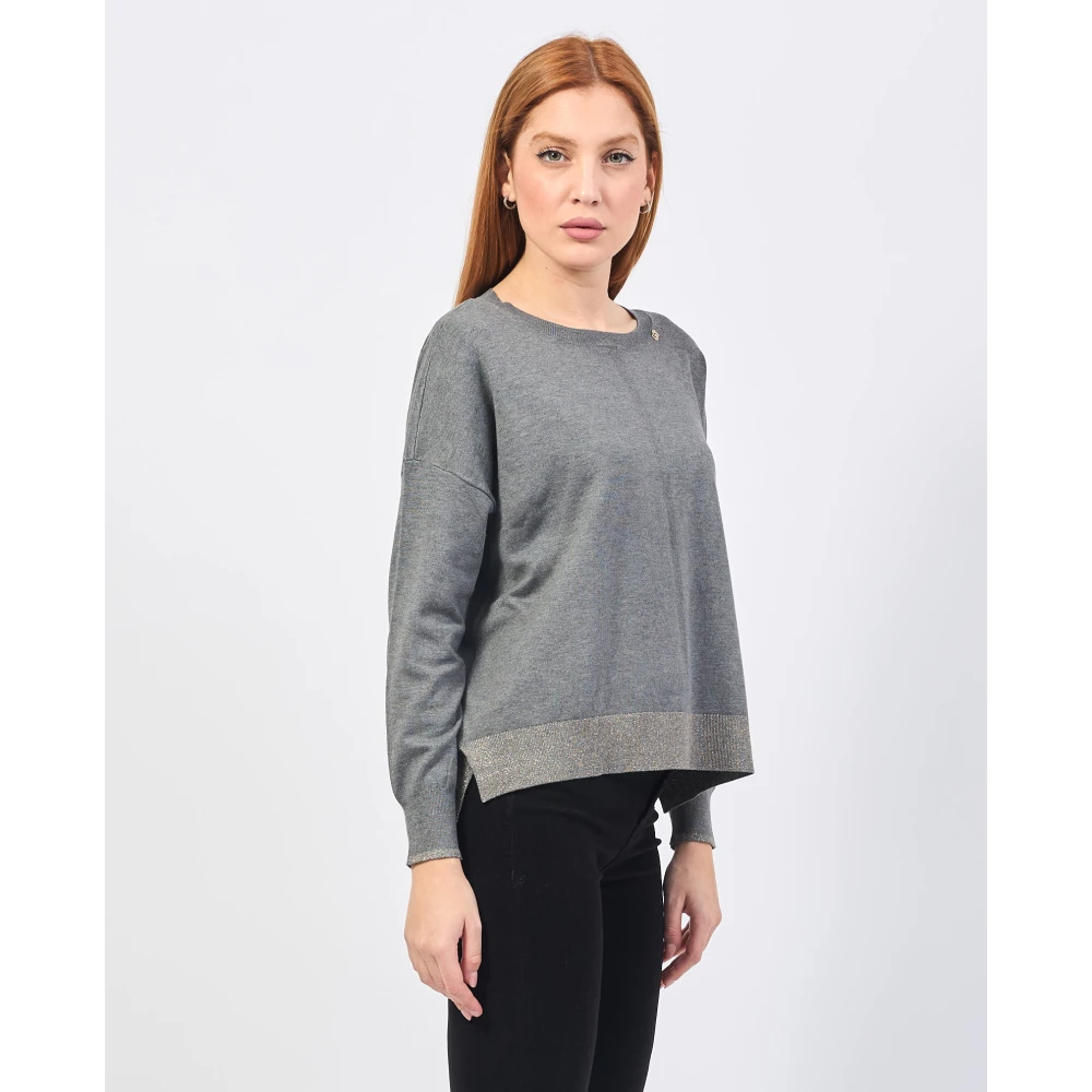 Gaudi Grijze Gebreide Boothals Trui Gray Dames