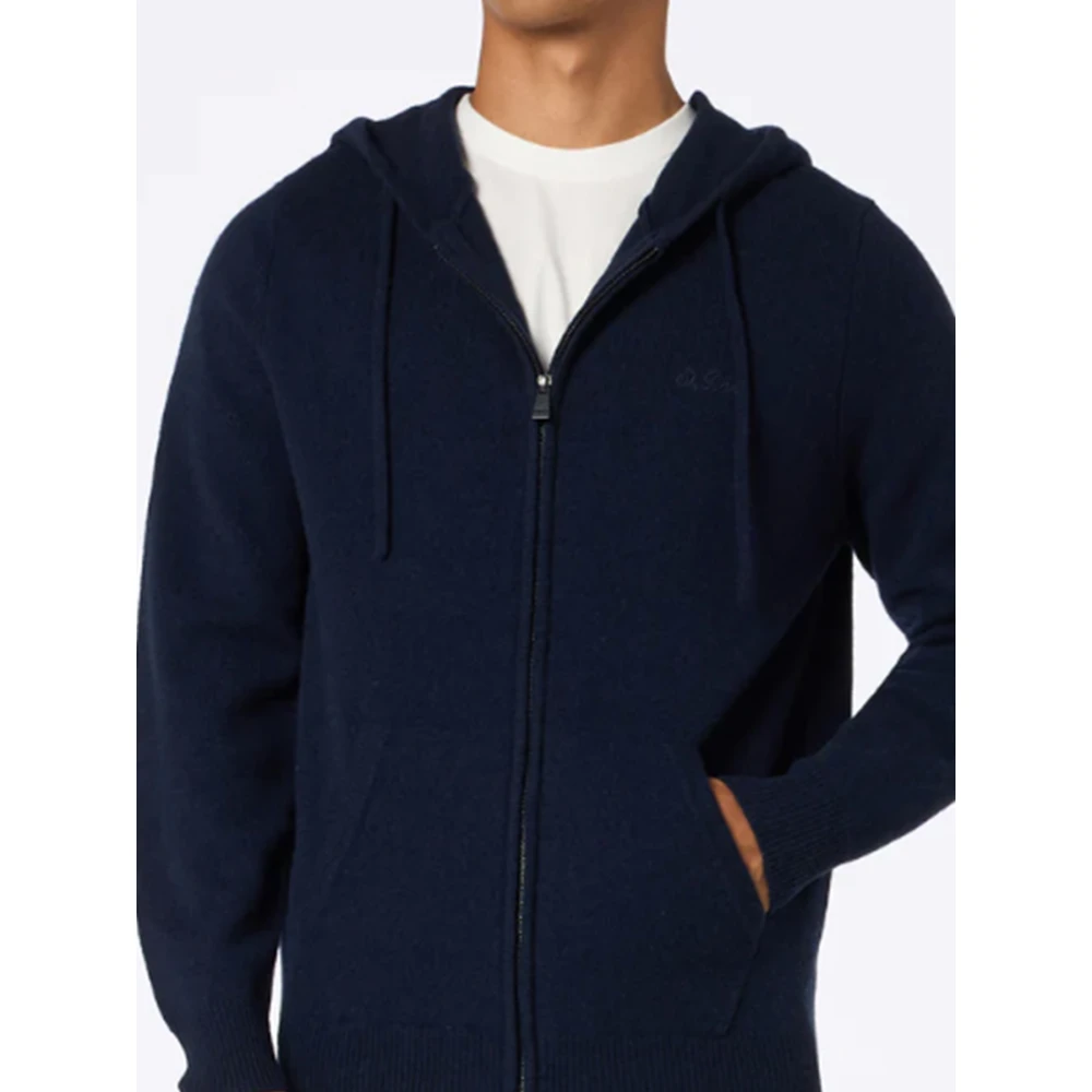 MC2 Saint Barth Blauwe Wollen Hoodie Trui Blue Heren