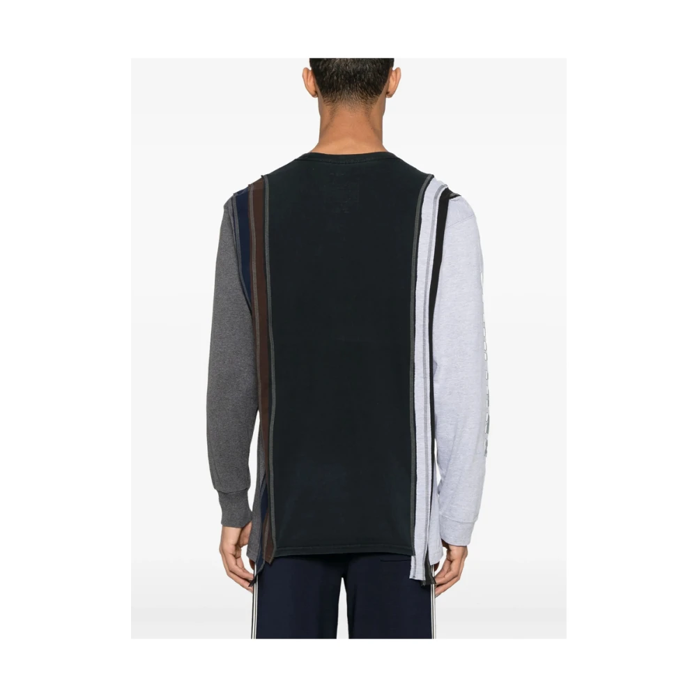 Needles Zwarte Crew Neck Slogan Print Shirt Black Heren