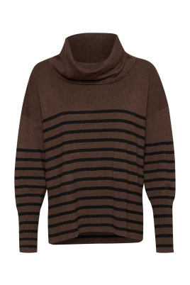 Randig Cowlneck Pullover Tröja Mörk Melange