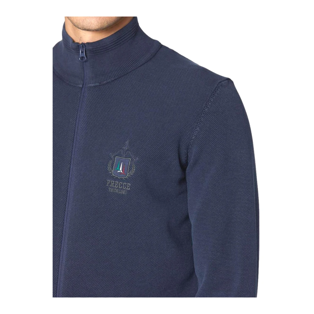 aeronautica militare Full Zip Katoenen Trui Blue Heren