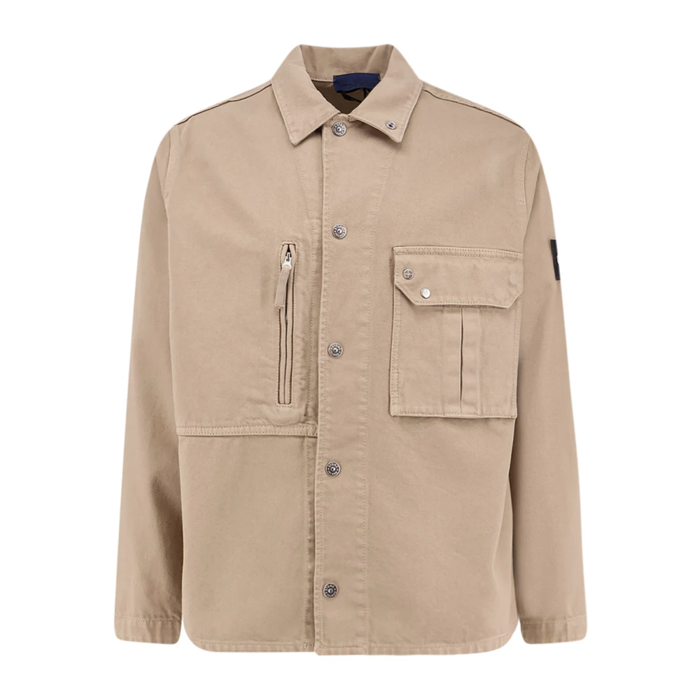 Stone Island Beige Cotton Overshirt - Male - Light Jackets - L - Jackets