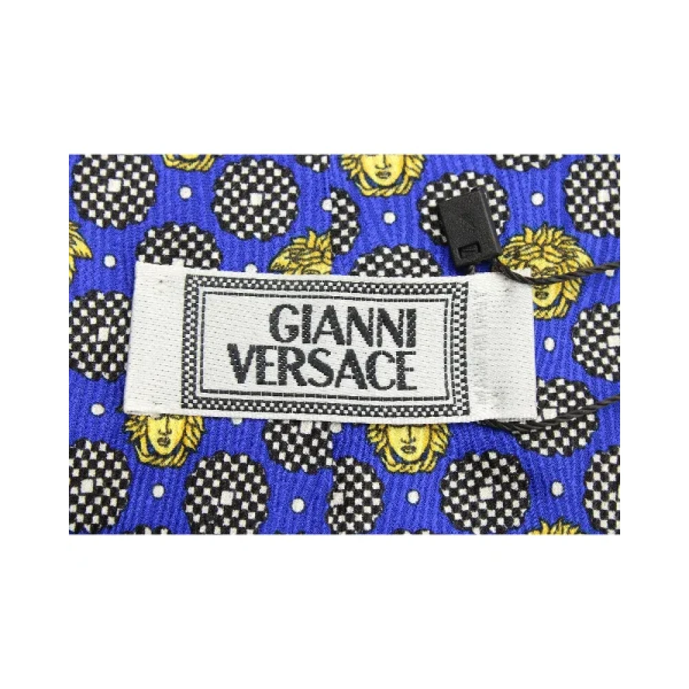 Versace Pre-owned Blauwe Textuur Zijden Stropdas Uitstekende Staat Blue Dames