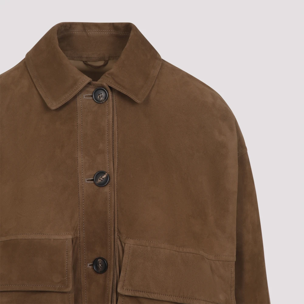 BRUNELLO CUCINELLI Stijlvolle Suède Jas Brown Dames