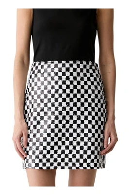 Checkerboard Sequin Mini Skirt