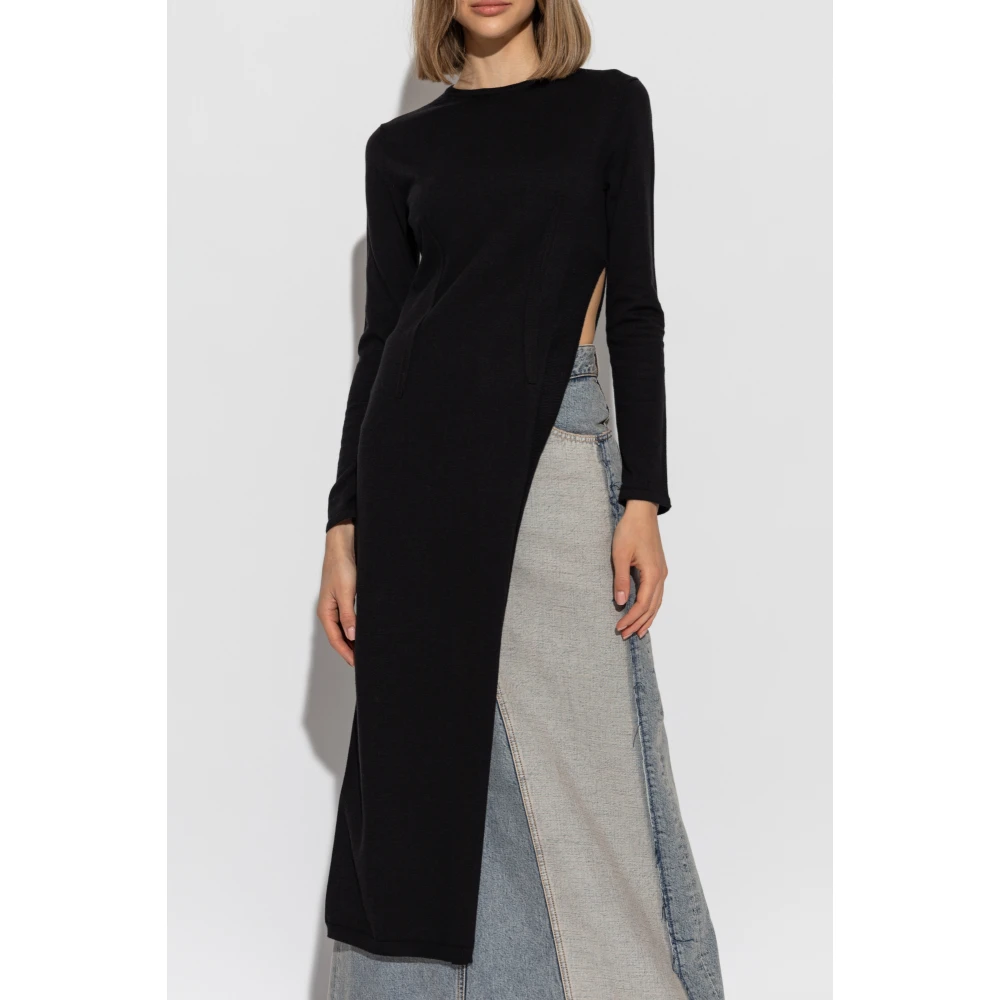 MM6 Maison Margiela Lange top met split Black Dames