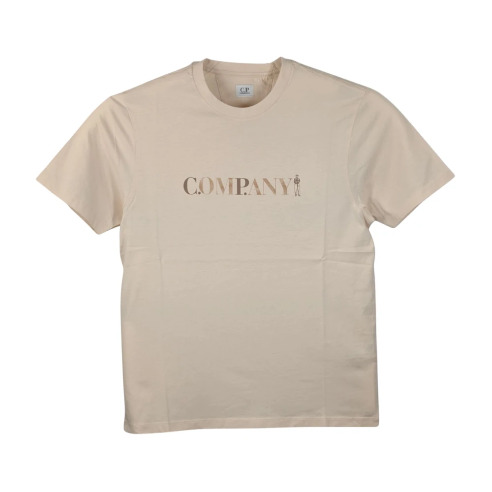 C.p. Company Men's Beige 30/1 Jersey Short Sleeve Chest Logo T-Shirt