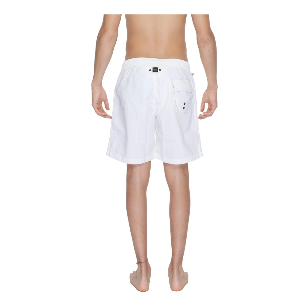 Blauer Gedrukte zwemshorts met zakken White Heren