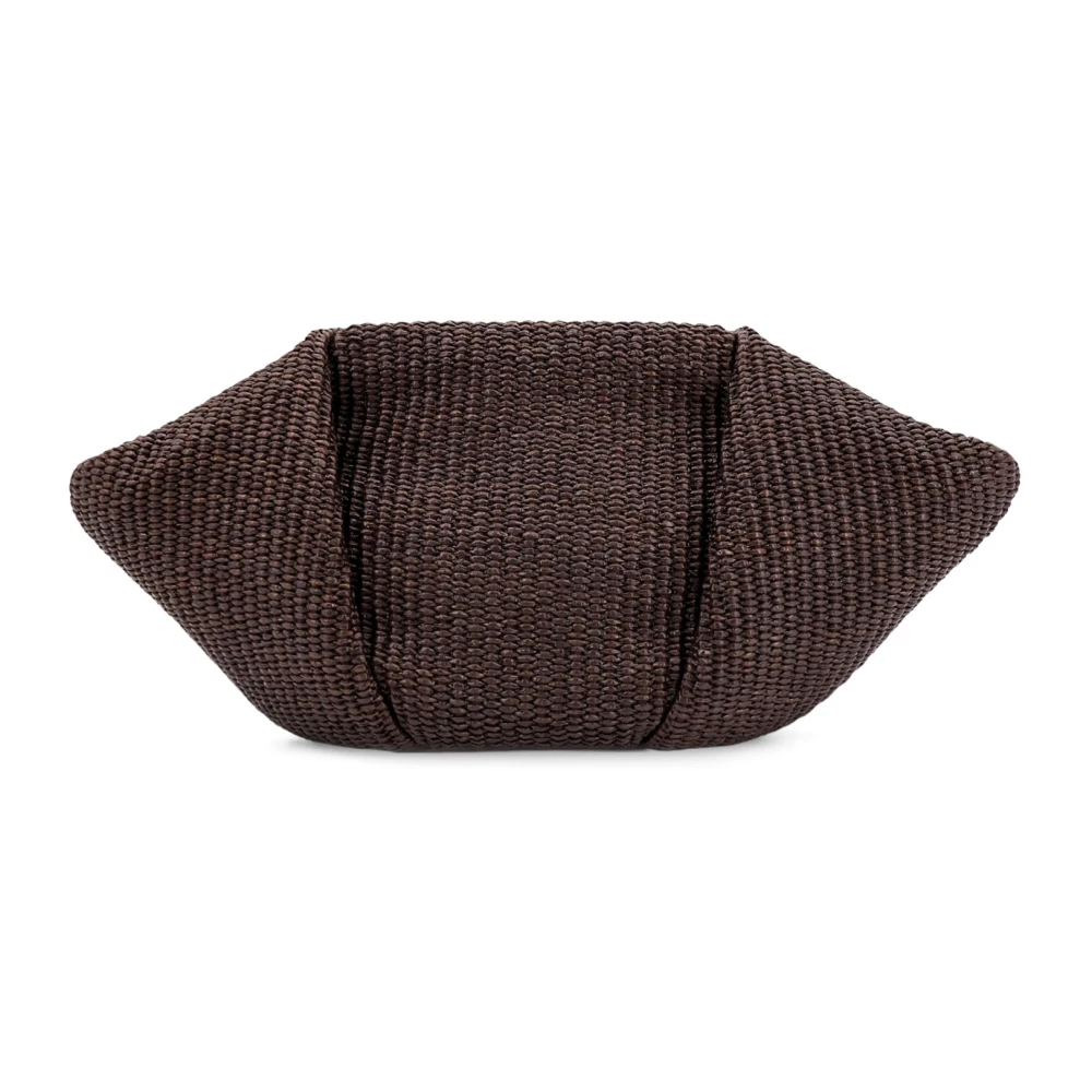 BRUNELLO CUCINELLI Rafia clutch met leren schoudertas Brown Dames