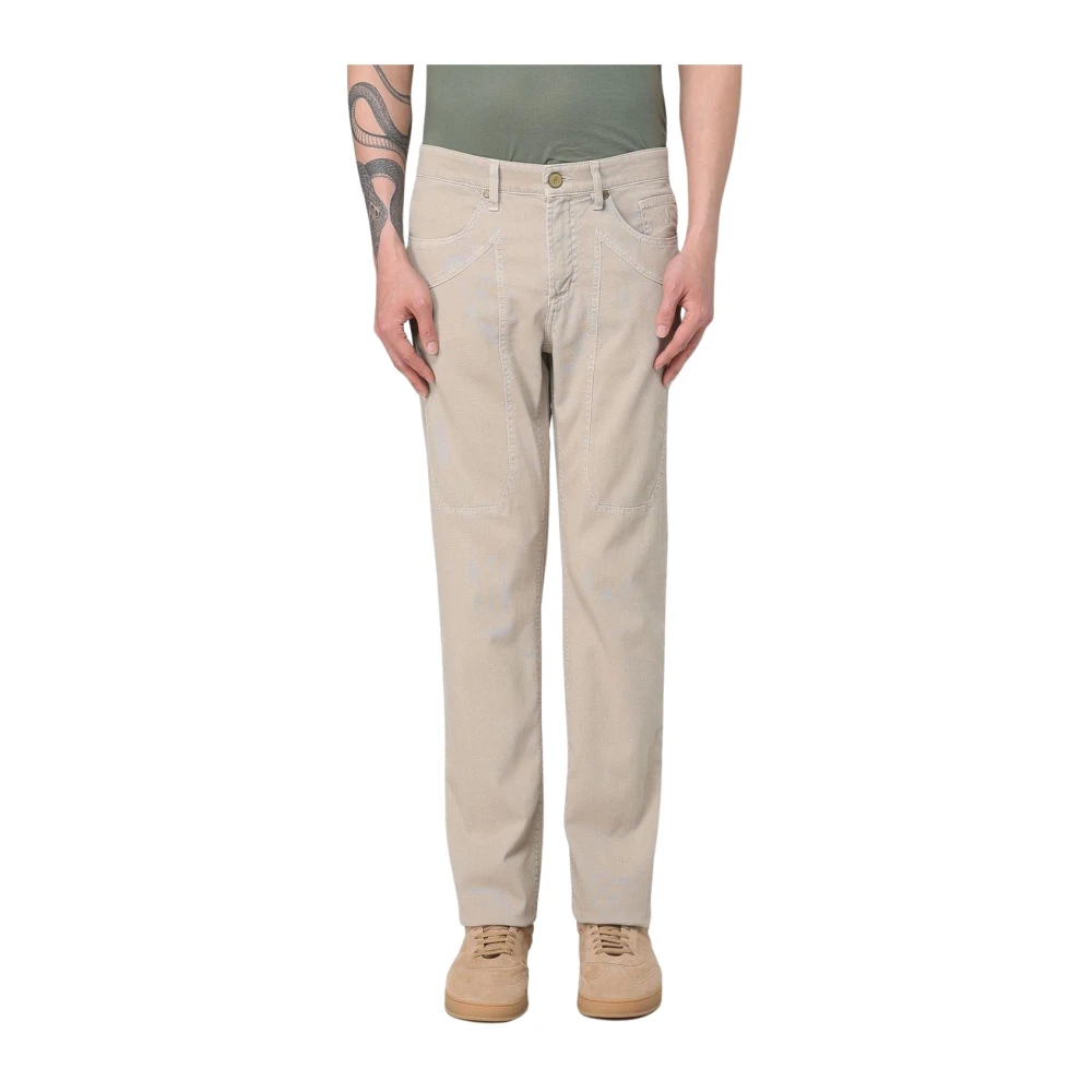 Jeckerson Men's Beige Chinos, W35, Grey Cotton Blend Chinos