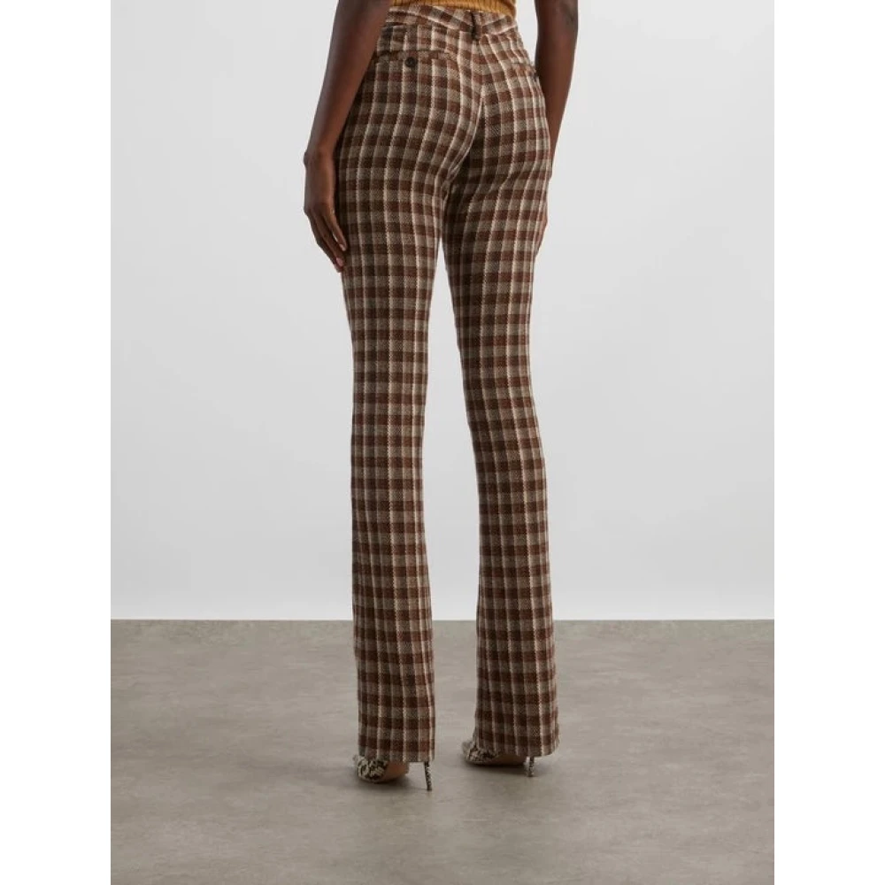 Acne Studios Beige Bruin Geruite Maatwerk Broek Brown Dames