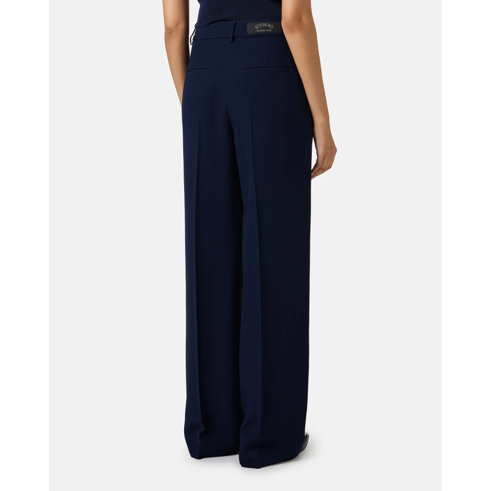 Iceberg Wijde blauwe broek op maat in cadi met kleermakersdetail Blue Dames