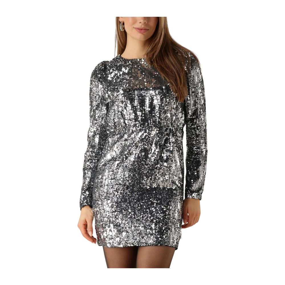 SELECTED FEMME Dames Jurken Slfari-colyn Ls Short Sequins Zilver