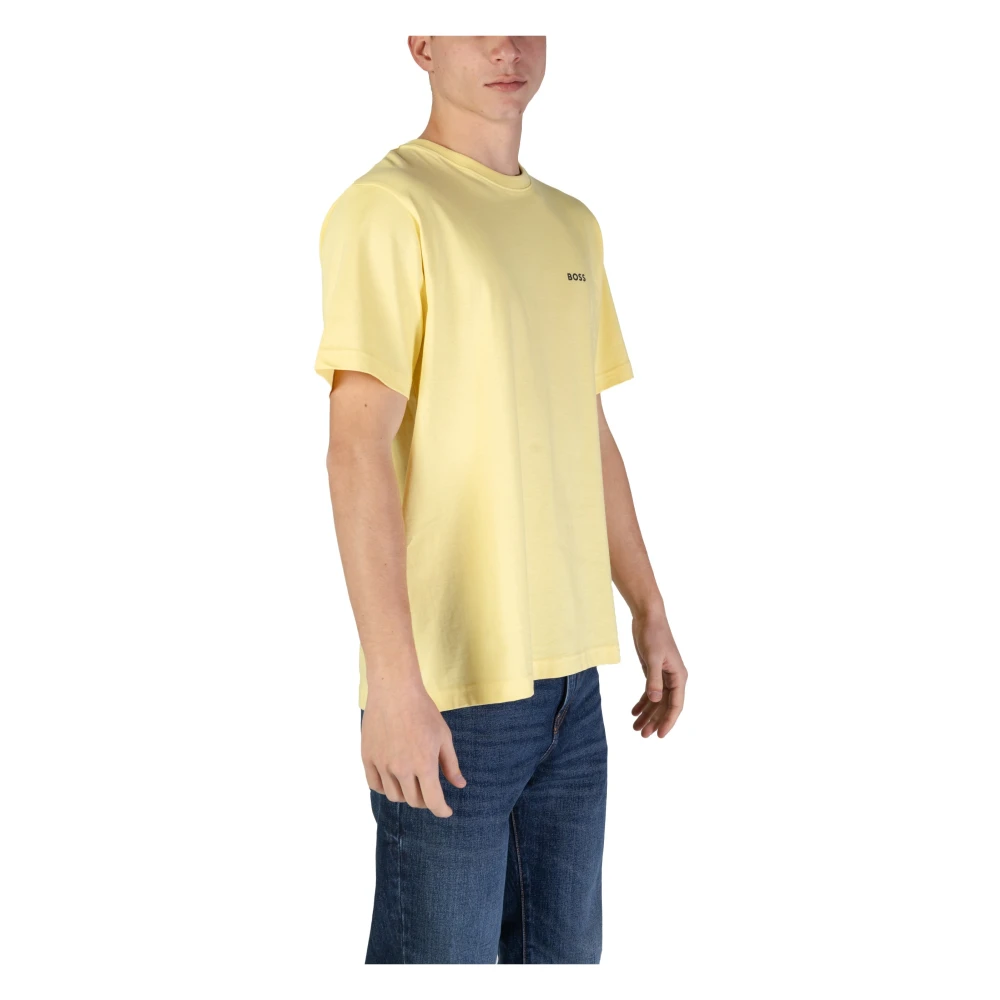 Hugo Boss Gele Bedrukte Katoenen T-shirt Yellow Heren
