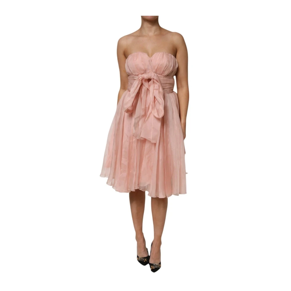 Dolce & Gabbana Women's Pink Party Dresses, M, Silk Chiffon A-Line Midi Dress
