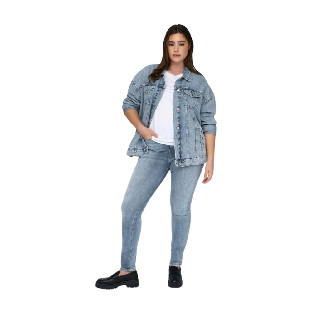 Only Carmakoma Lichtblauwe Denim Oversized Jack Blue Dames