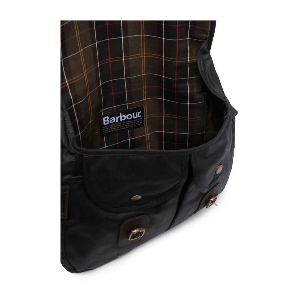 Barbour Blauwe Katoenen Foldover Tas met Goudkleurige Hardware Blue Heren