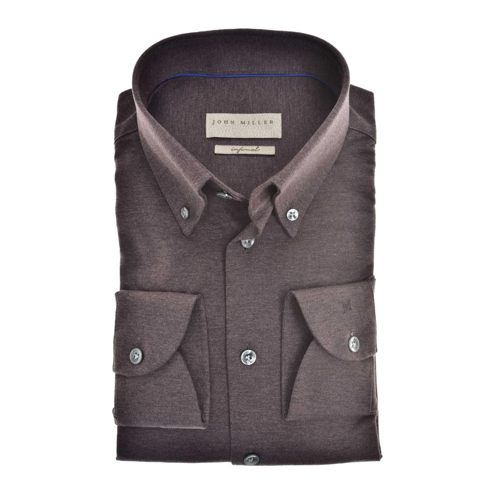John Miller business overhemd slim fit bruin effen katoen