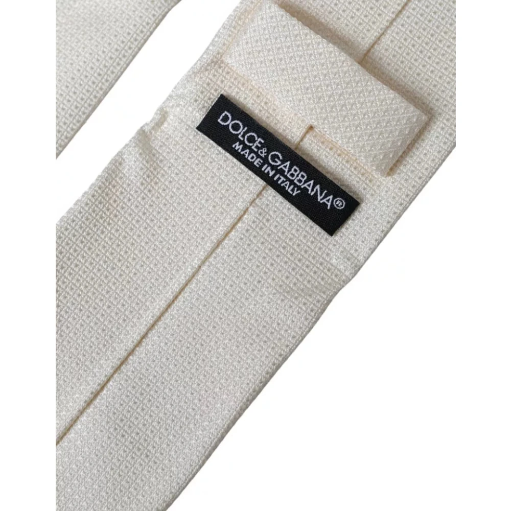 Dolce & Gabbana Klassieke Zijden Stropdas met Logodetails White Heren