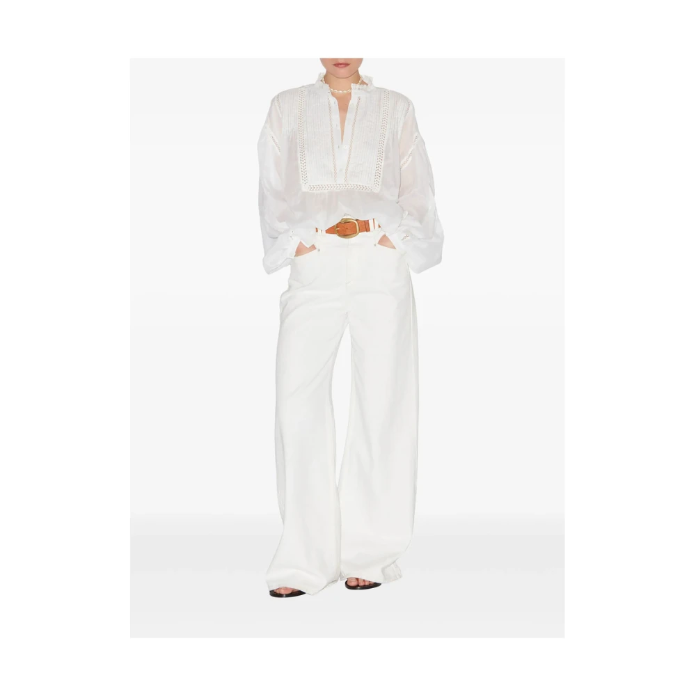 Isabel Marant Étoile Blouse met gerimpelde halslijn en lange mouwen White Dames