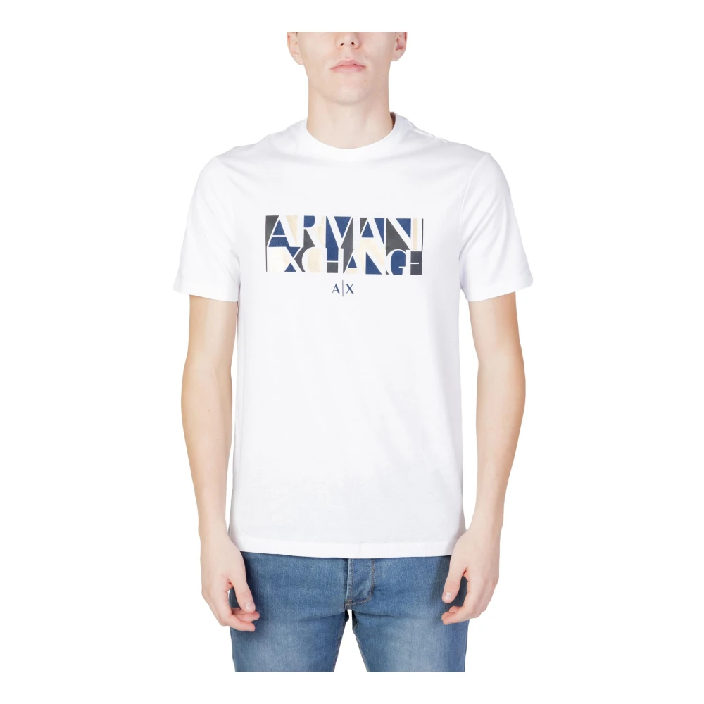 Armani Exchange Stijlvolle witte bedrukte T-shirt voor heren White Heren