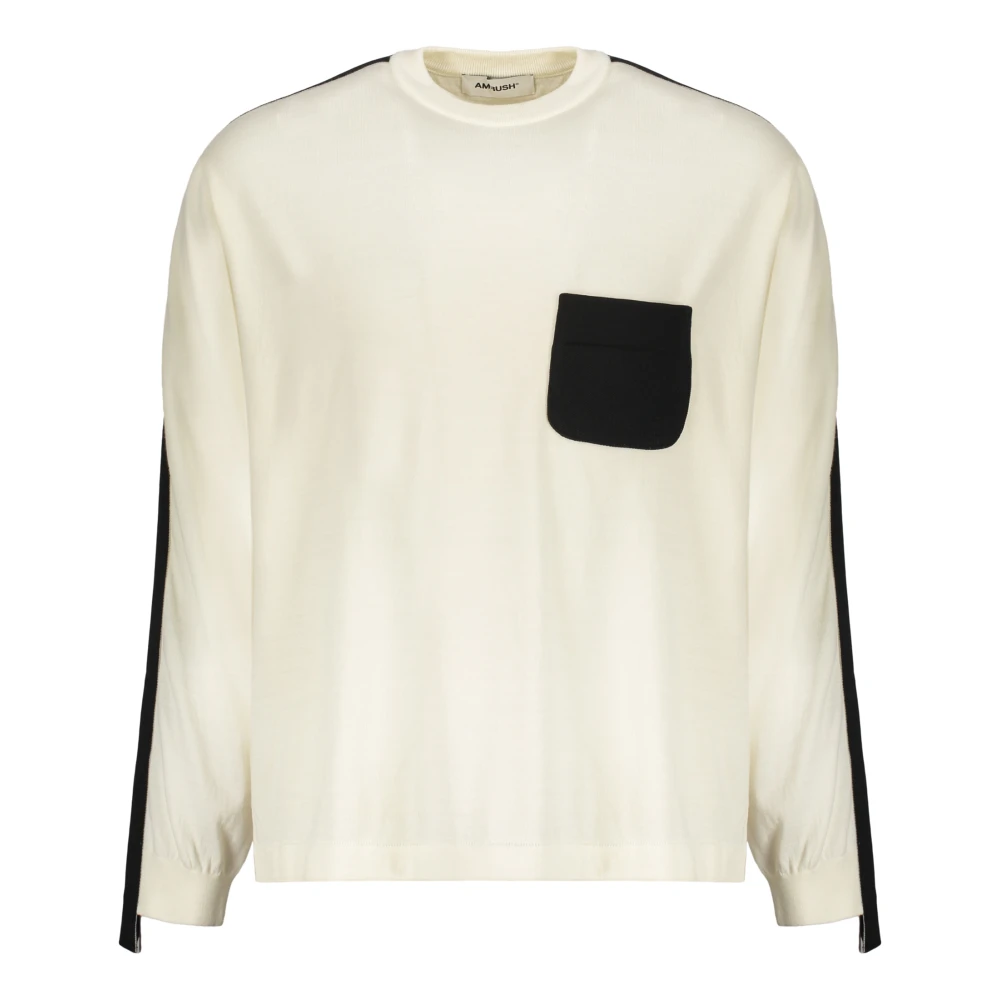 Ambush Geribbelde Crew-neck Sweater met Logo Bands Beige Heren