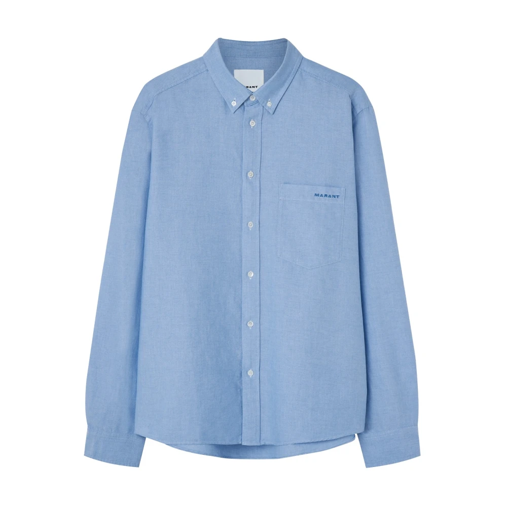 Isabel marant Geborduurd Logo Oxford Blauw Overhemd Blue Heren