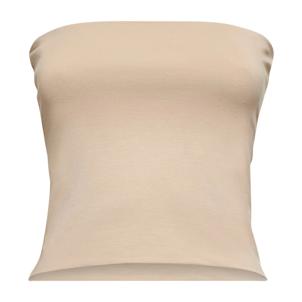 BRUNELLO CUCINELLI Strapless Beige Katoen Elastaan Top Beige Dames