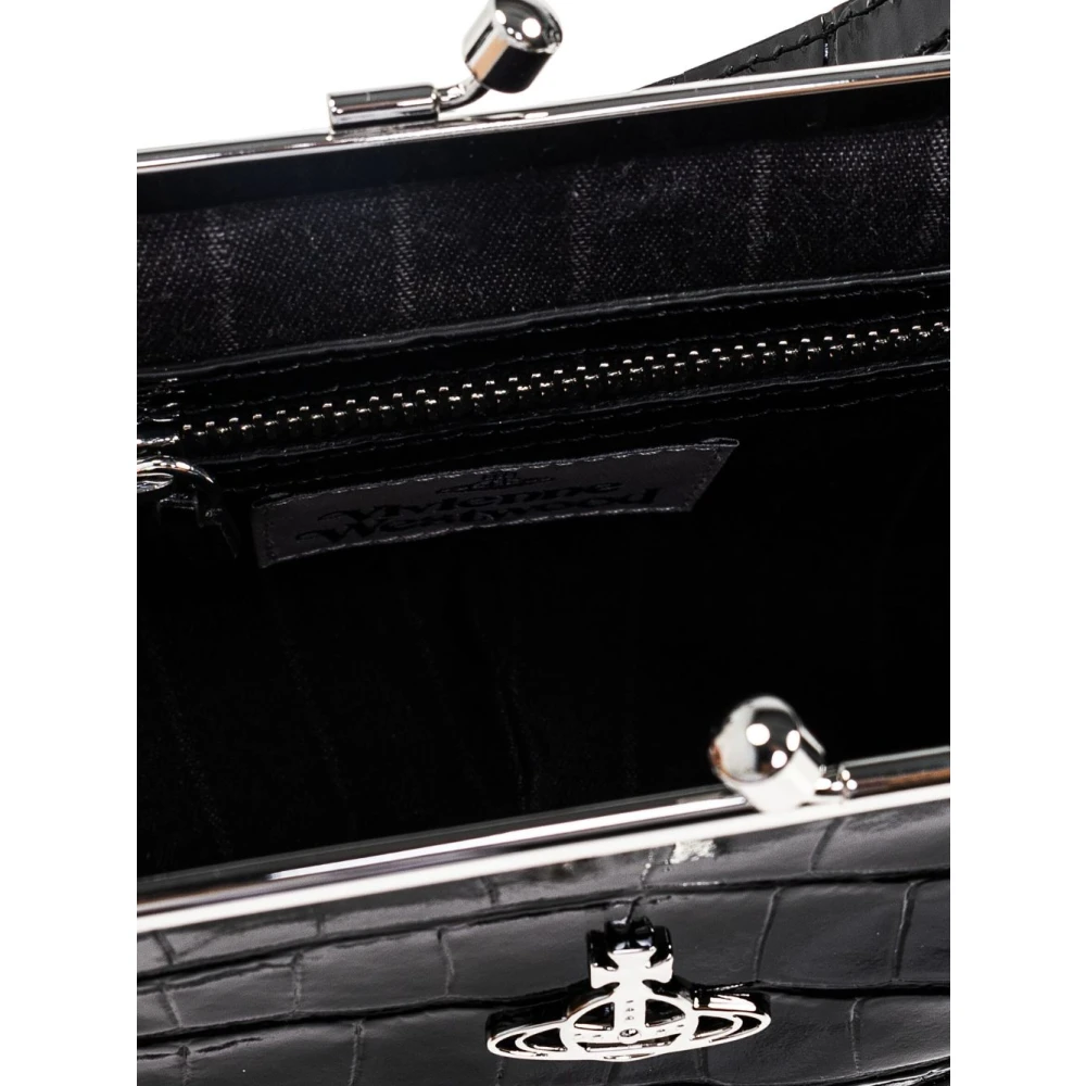 Vivienne Westwood Zwarte Krokodileffect Schoudertas Black Dames