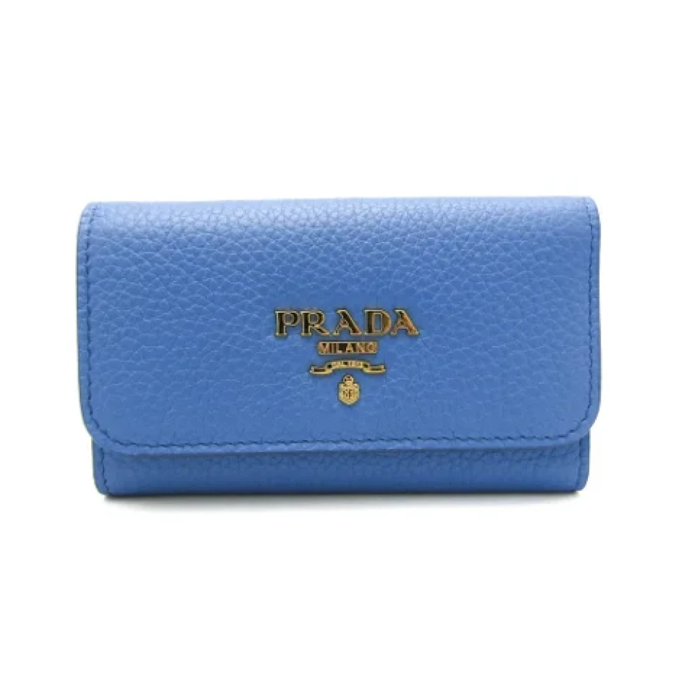 Prada Vintage Pre-owned Leather key-holders Blue Dames