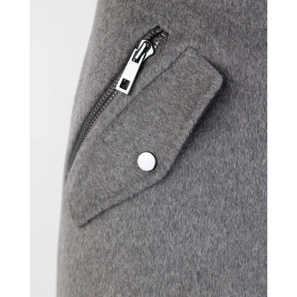 P.a.r.o.s.h. Grijze wollen rok met zakdetail Gray Dames