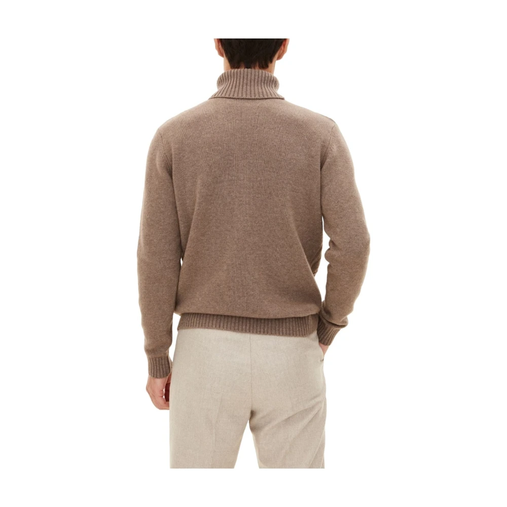 Oscar Jacobson Beige Rollneck Trui Structuur Brown Heren