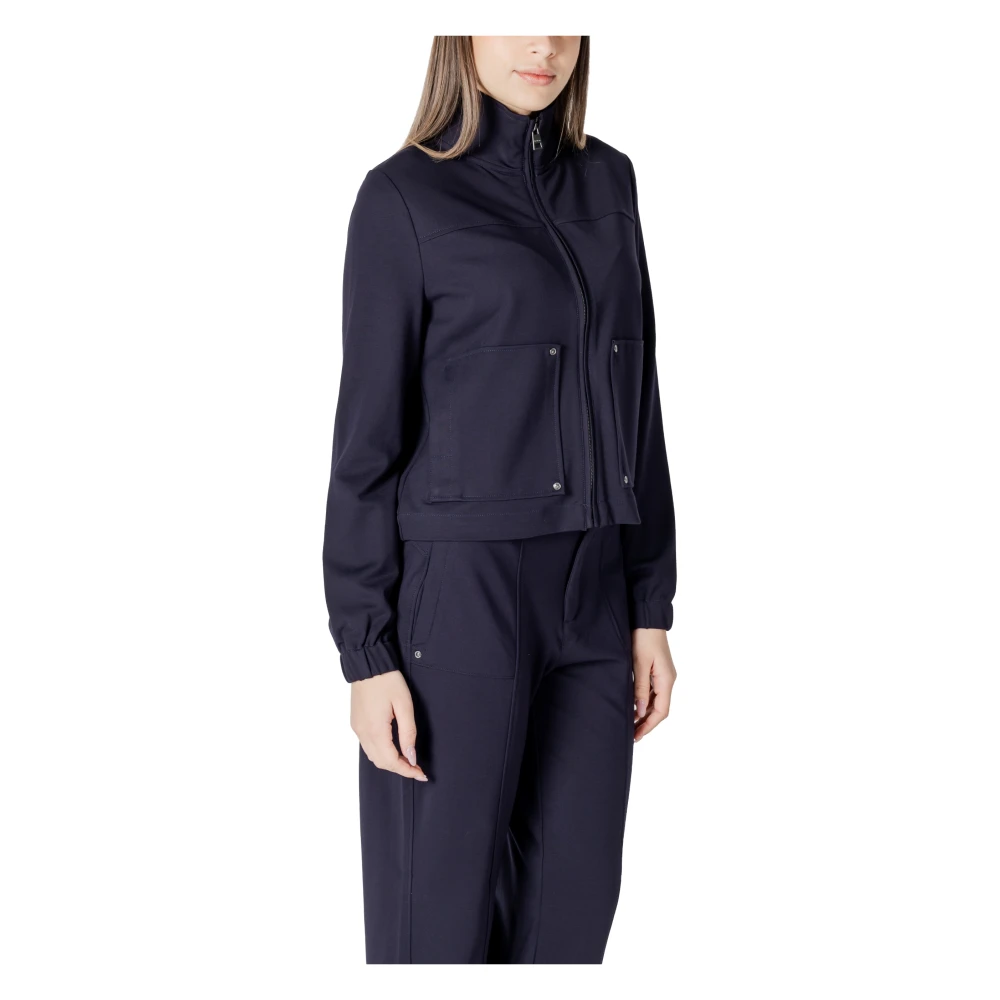 Street One Hoodless dames sweatshirt met ritssluiting Blue Dames